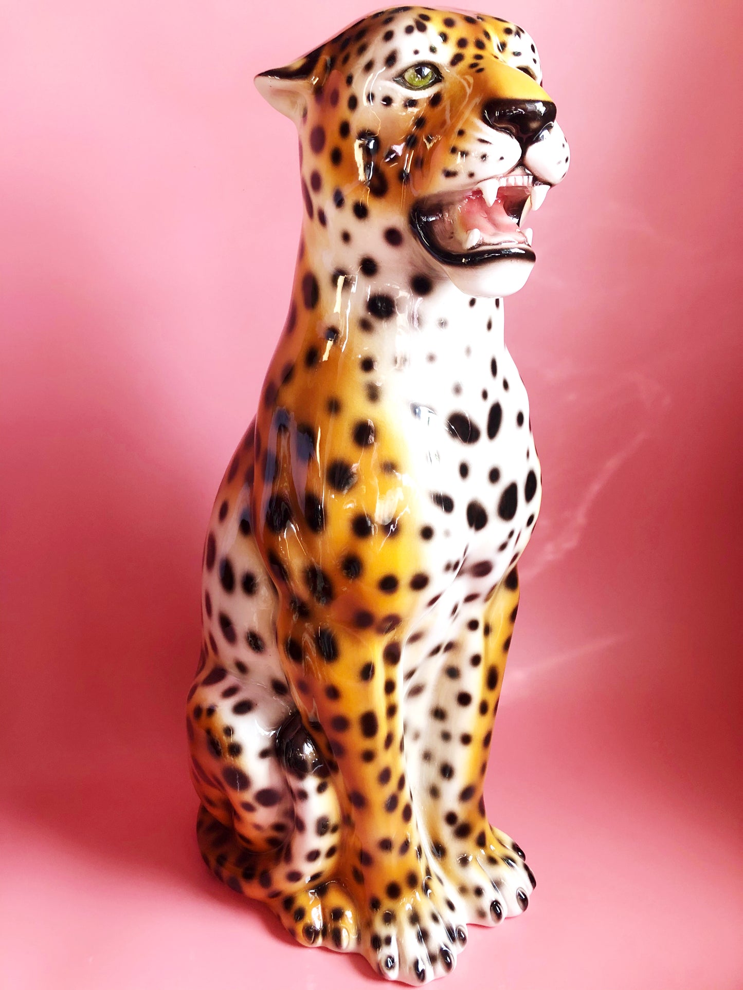 'Arlo' Large Ceramic Leopard Statue Vintage