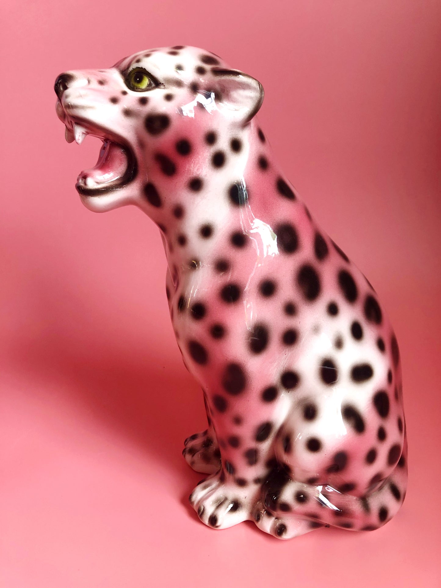 'Nina' Mini PINK Ceramic Leopard Statue Vintage