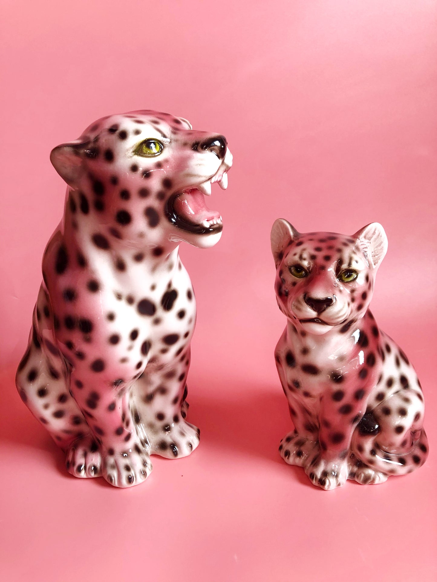 'Baby Dot' Ceramic Leopard Statues Vintage