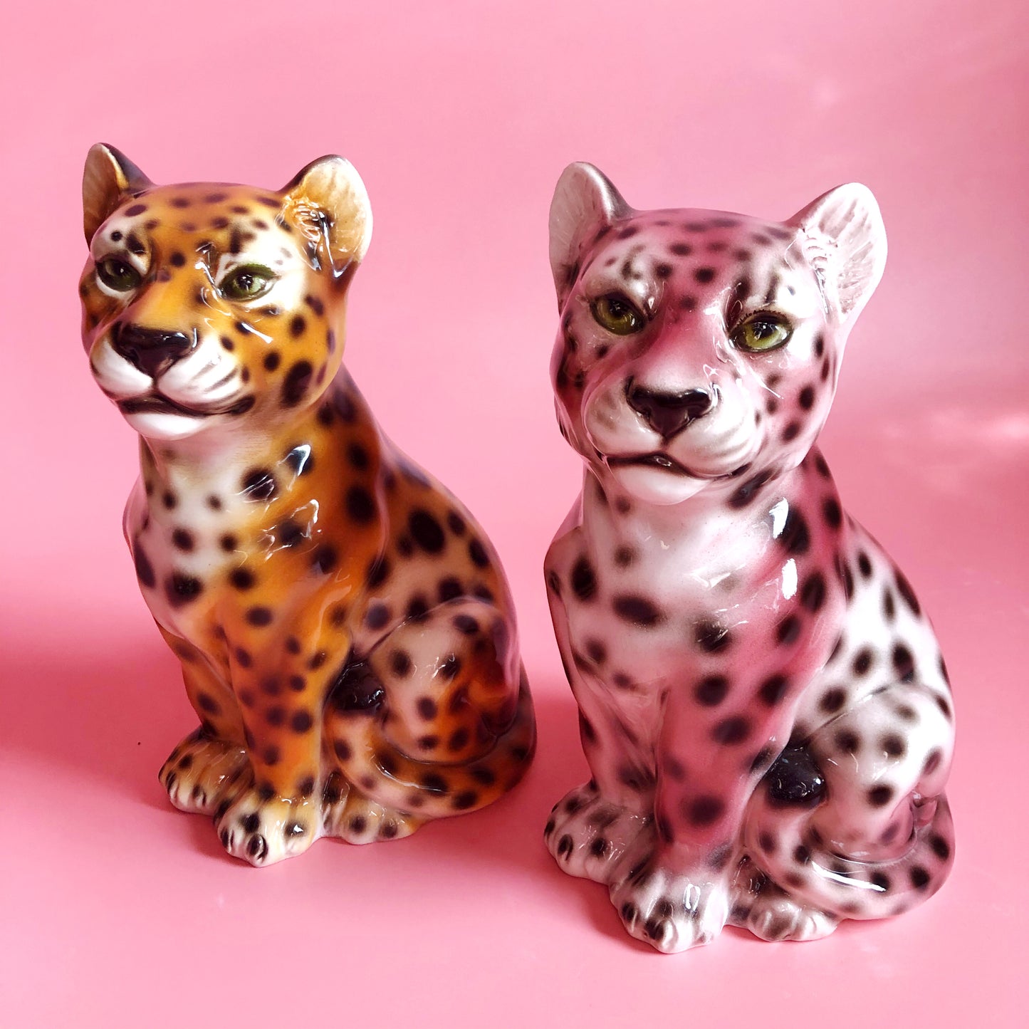 'Baby Dot' Ceramic Leopard Statues Vintage