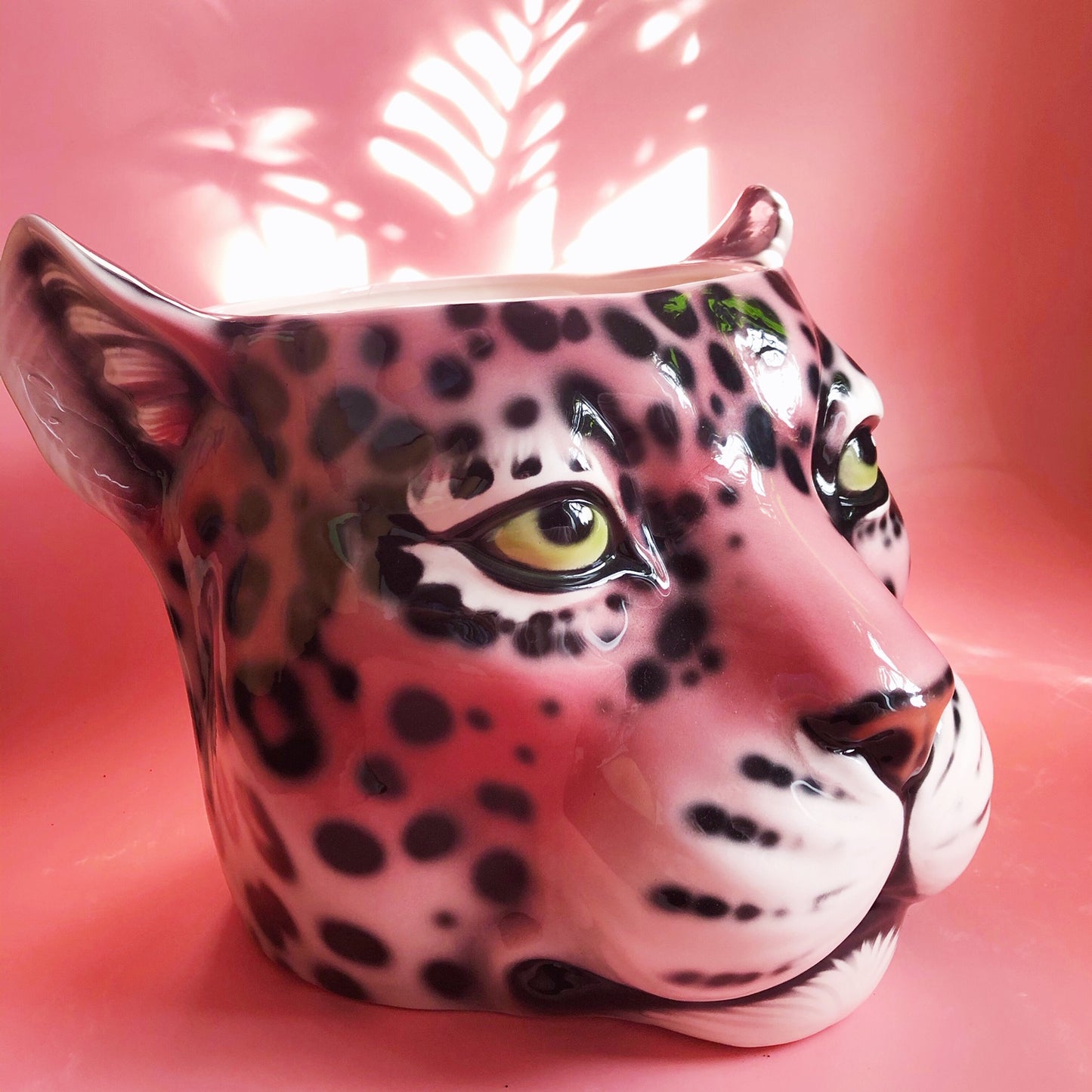 'Penelope' XL Pink Ceramic Leopard Planter