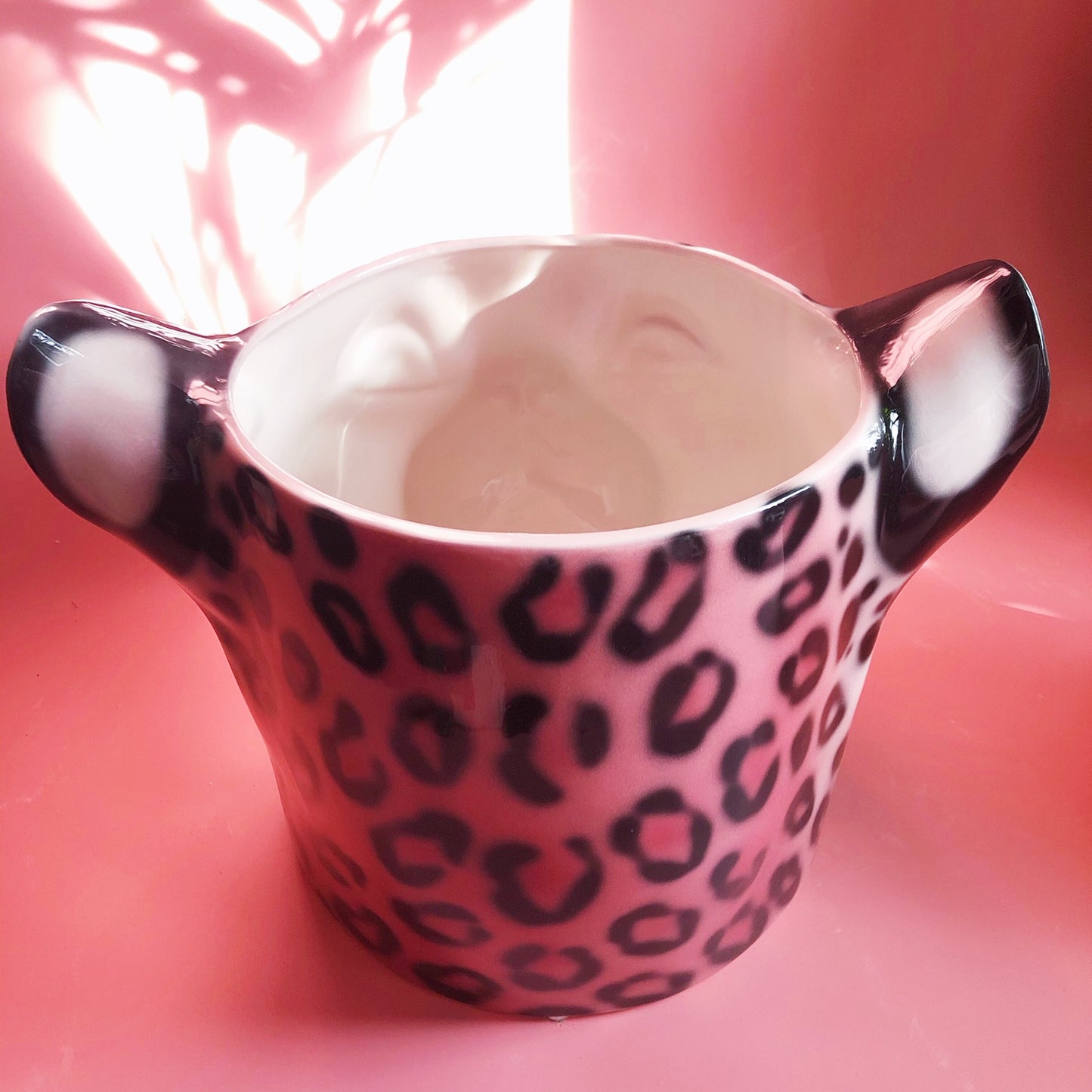 'Penelope' XL Pink Ceramic Leopard Planter