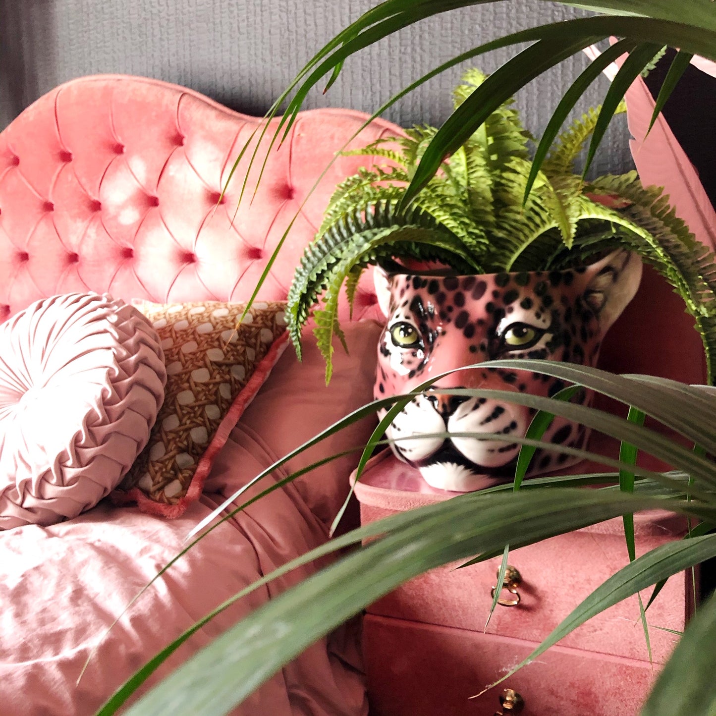 'Penelope' XL Pink Ceramic Leopard Planter