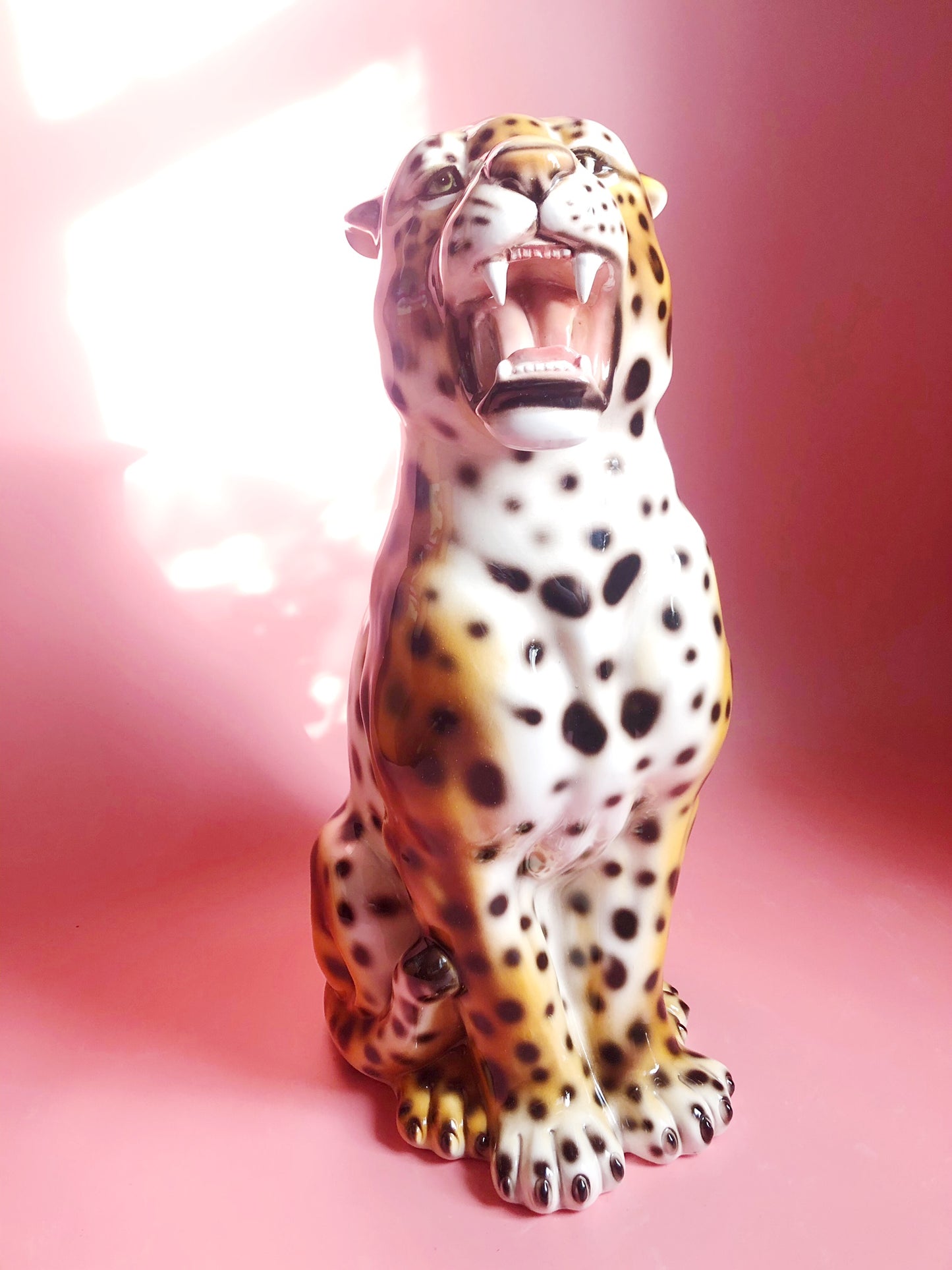 'Belle' Medium Ceramic Leopard Statue Vintage