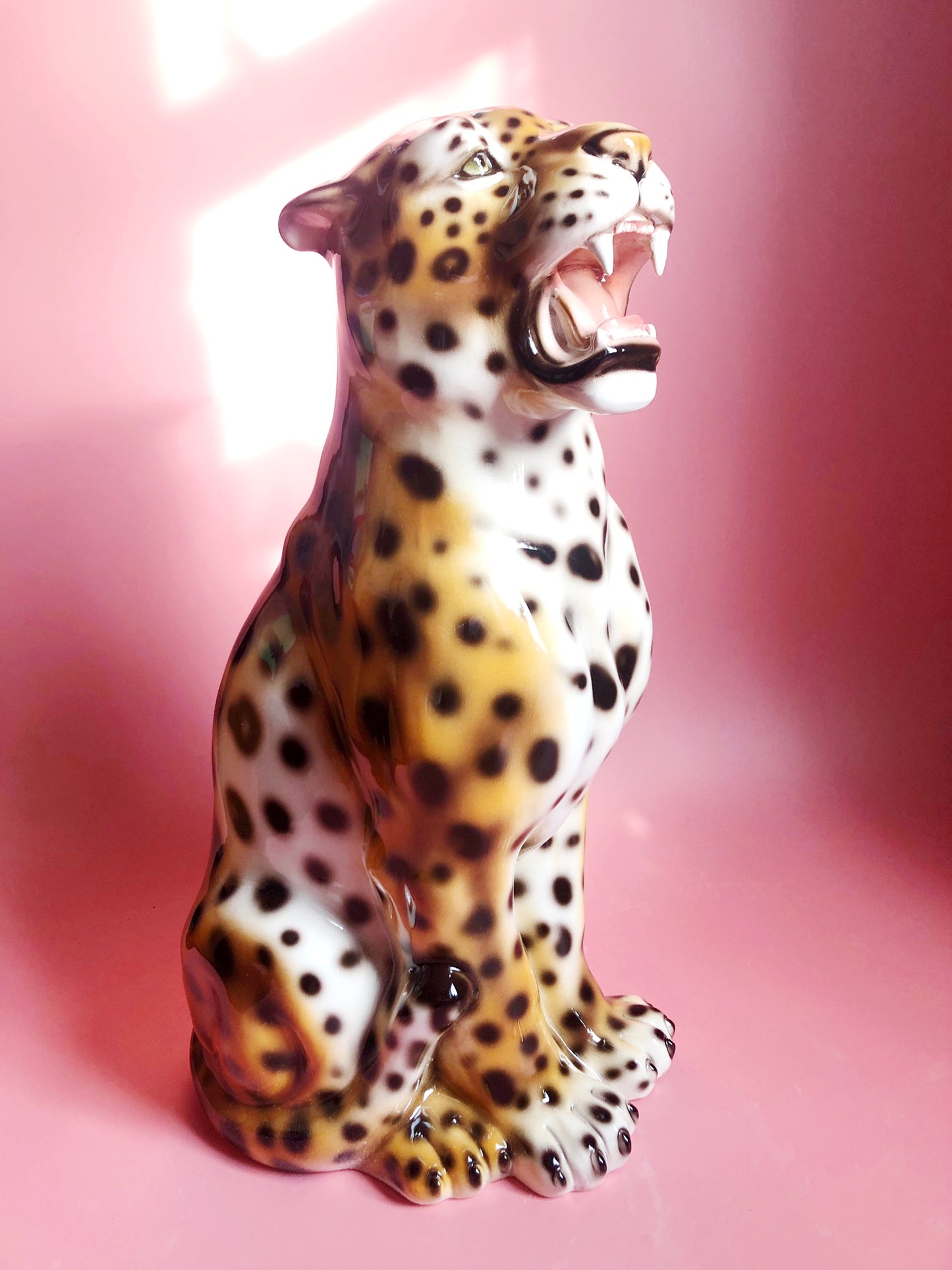 'Belle' Medium Ceramic Leopard Statue Vintage