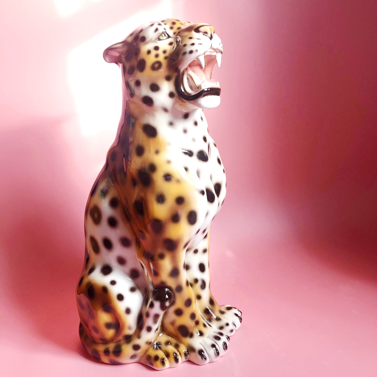 'Belle' Medium Ceramic Leopard Statue Vintage