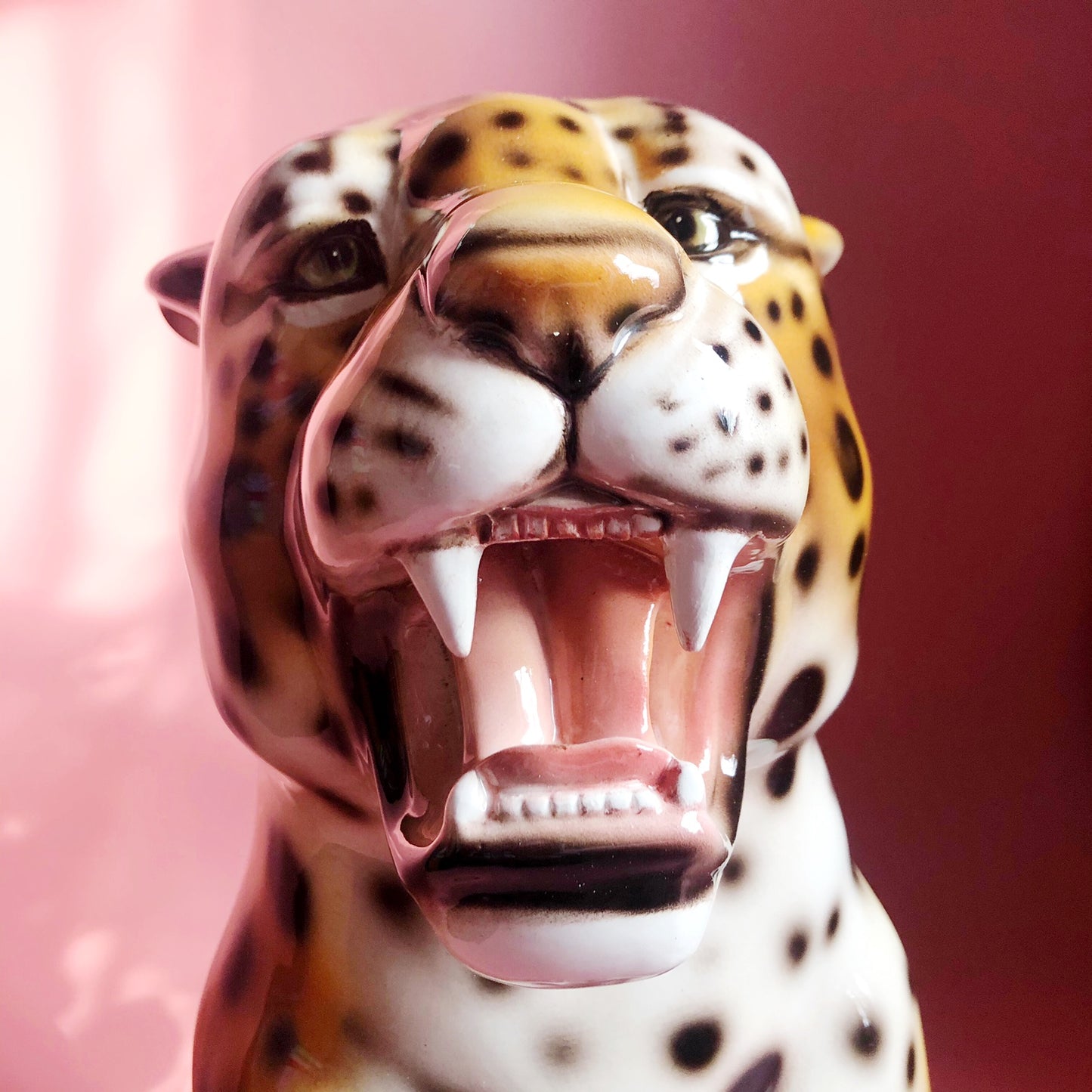 'Belle' Medium Ceramic Leopard Statue Vintage