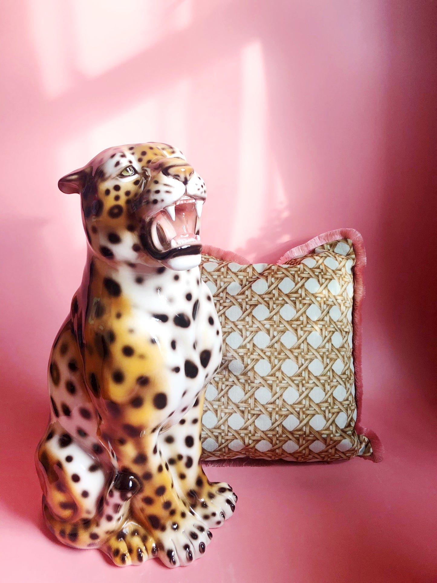 'Belle' Medium Ceramic Leopard Statue Vintage