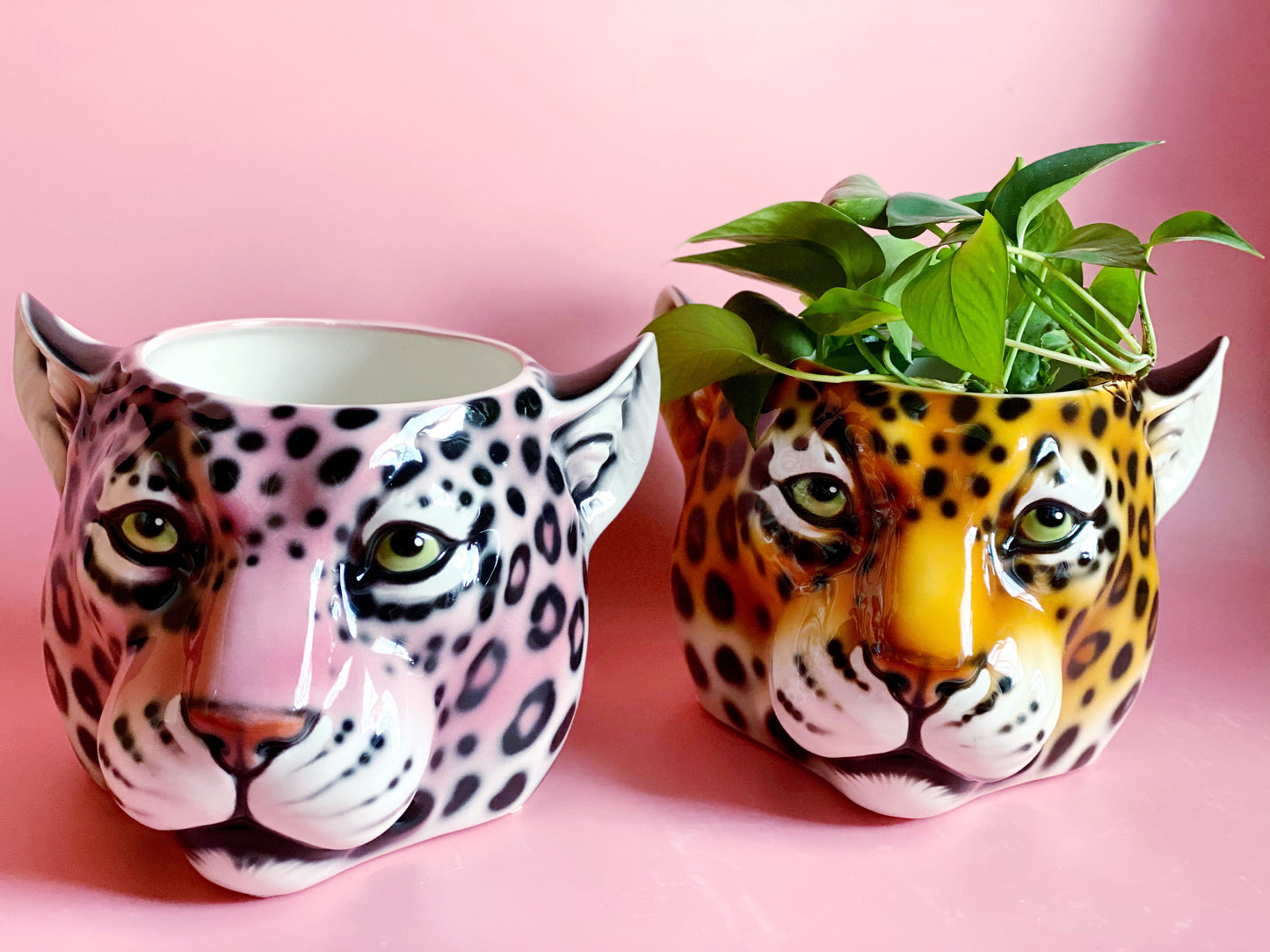 'Mel' Medium Pink Ceramic Leopard Planter