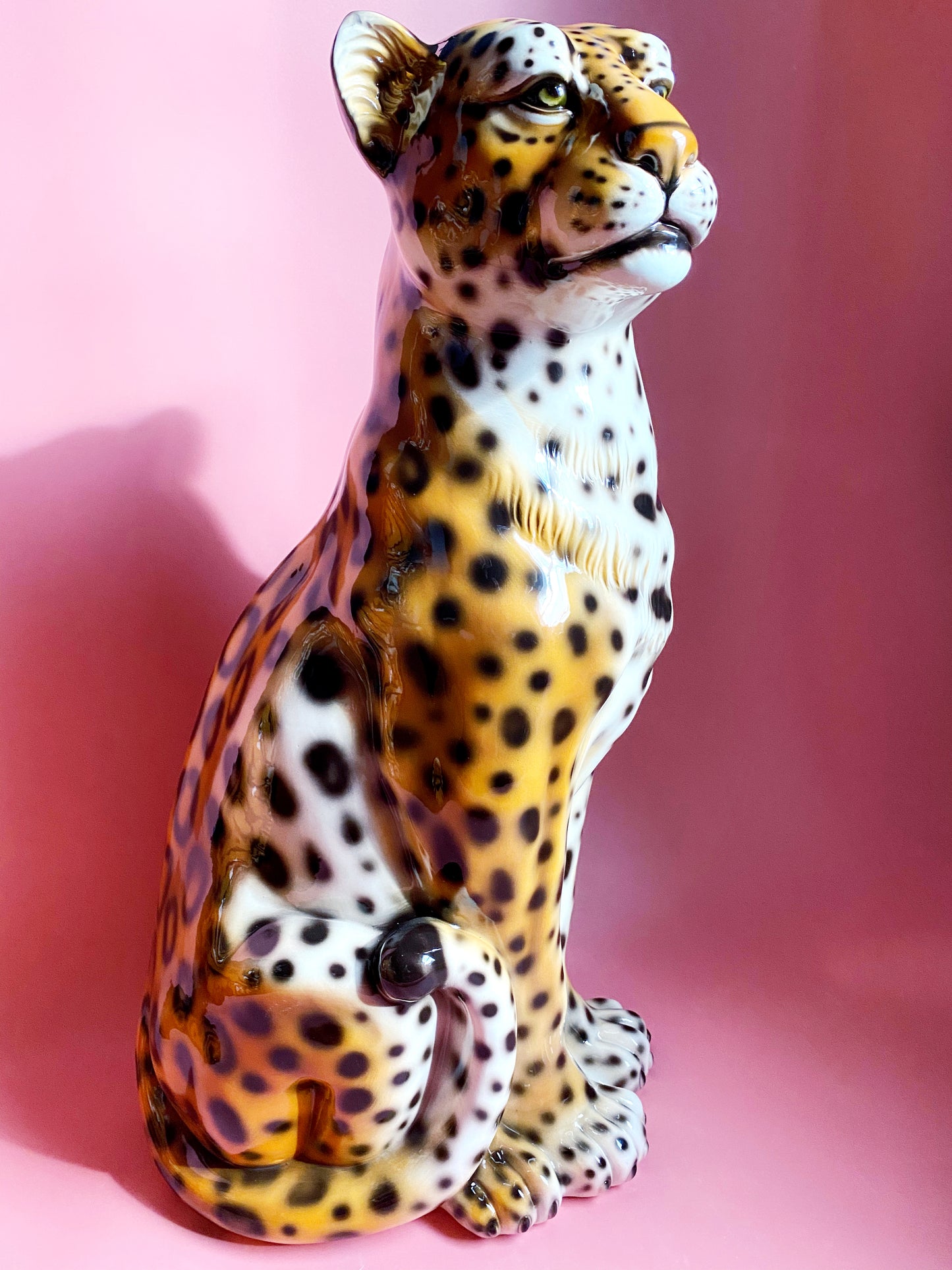 'Dolly' Large Ceramic Leopard Statue Vintage
