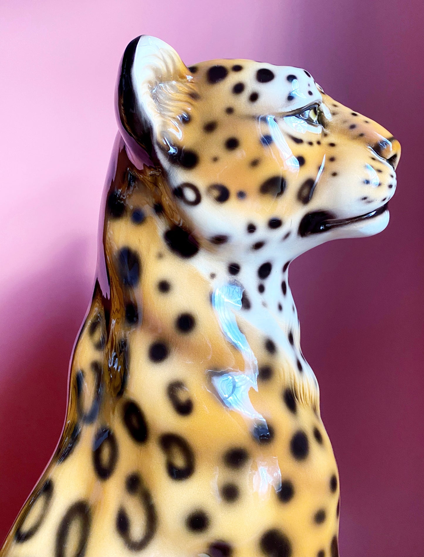 'Dolly' Large Ceramic Leopard Statue Vintage