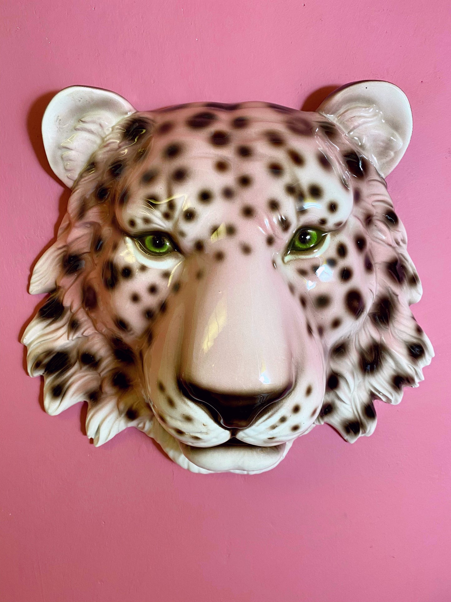 'Tallulah' Pink Ceramic Leopard Mask Wall Hanging