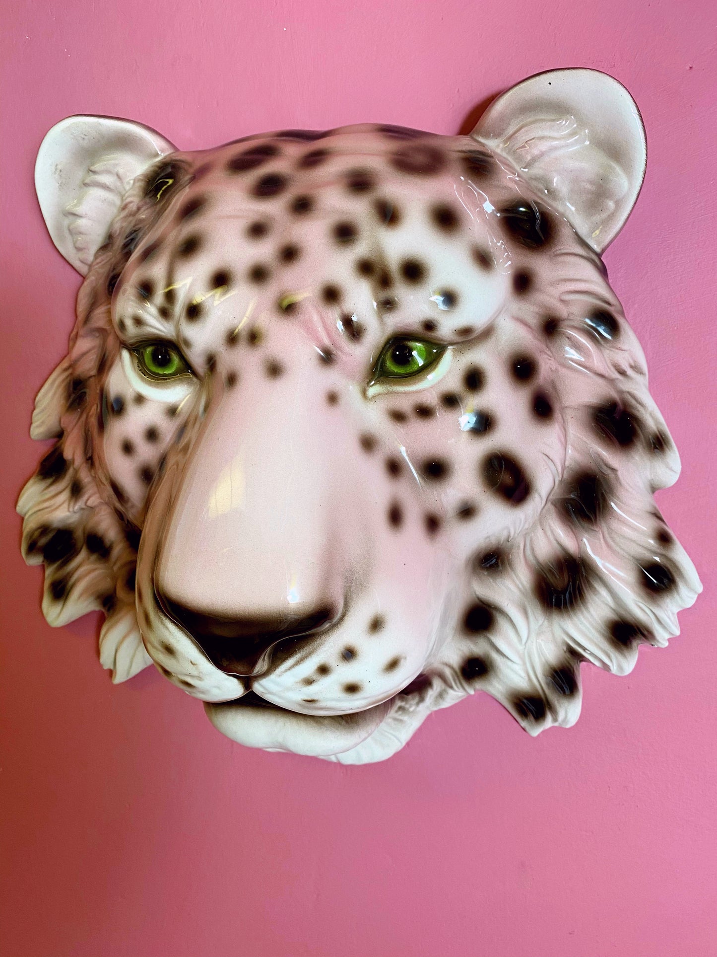 'Tallulah' Pink Ceramic Leopard Mask Wall Hanging