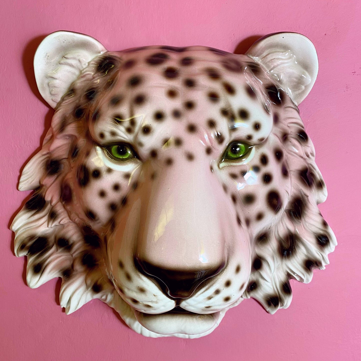 'Tallulah' Pink Ceramic Leopard Mask Wall Hanging