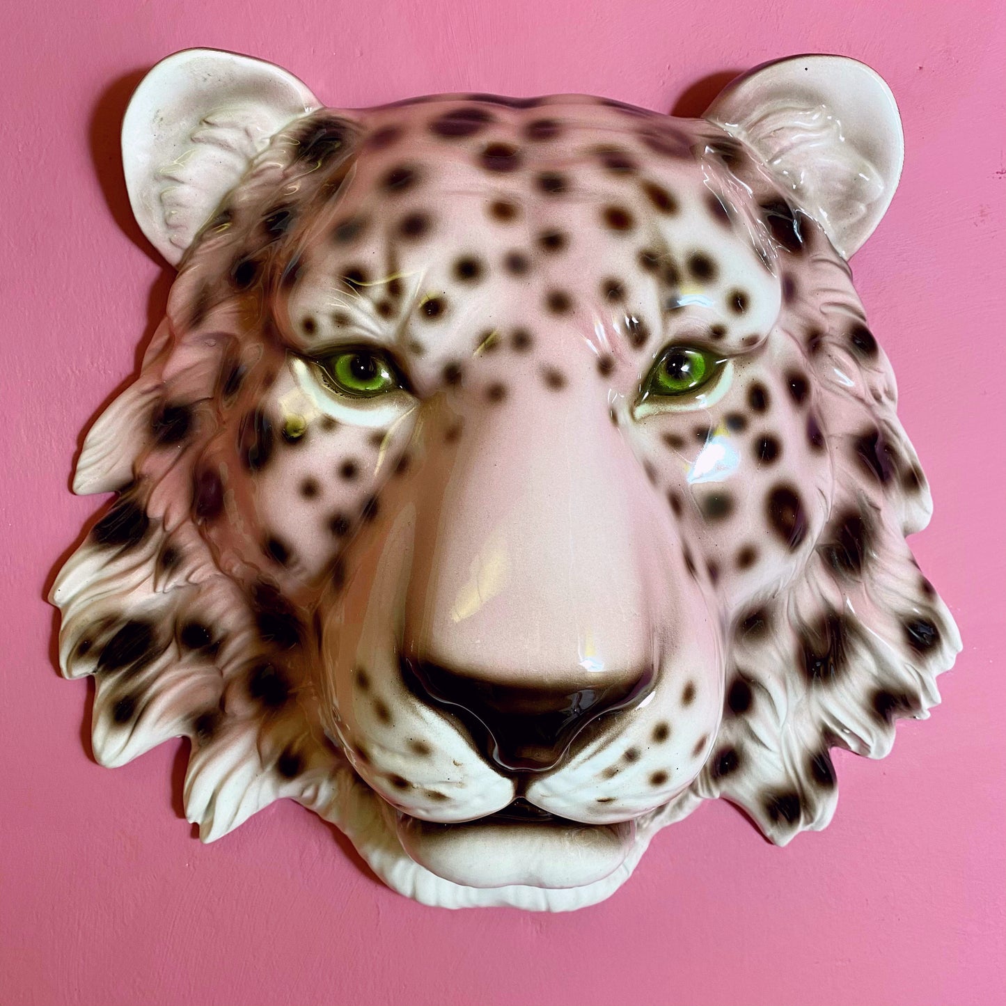 'Tallulah' Pink Ceramic Leopard Mask Wall Hanging