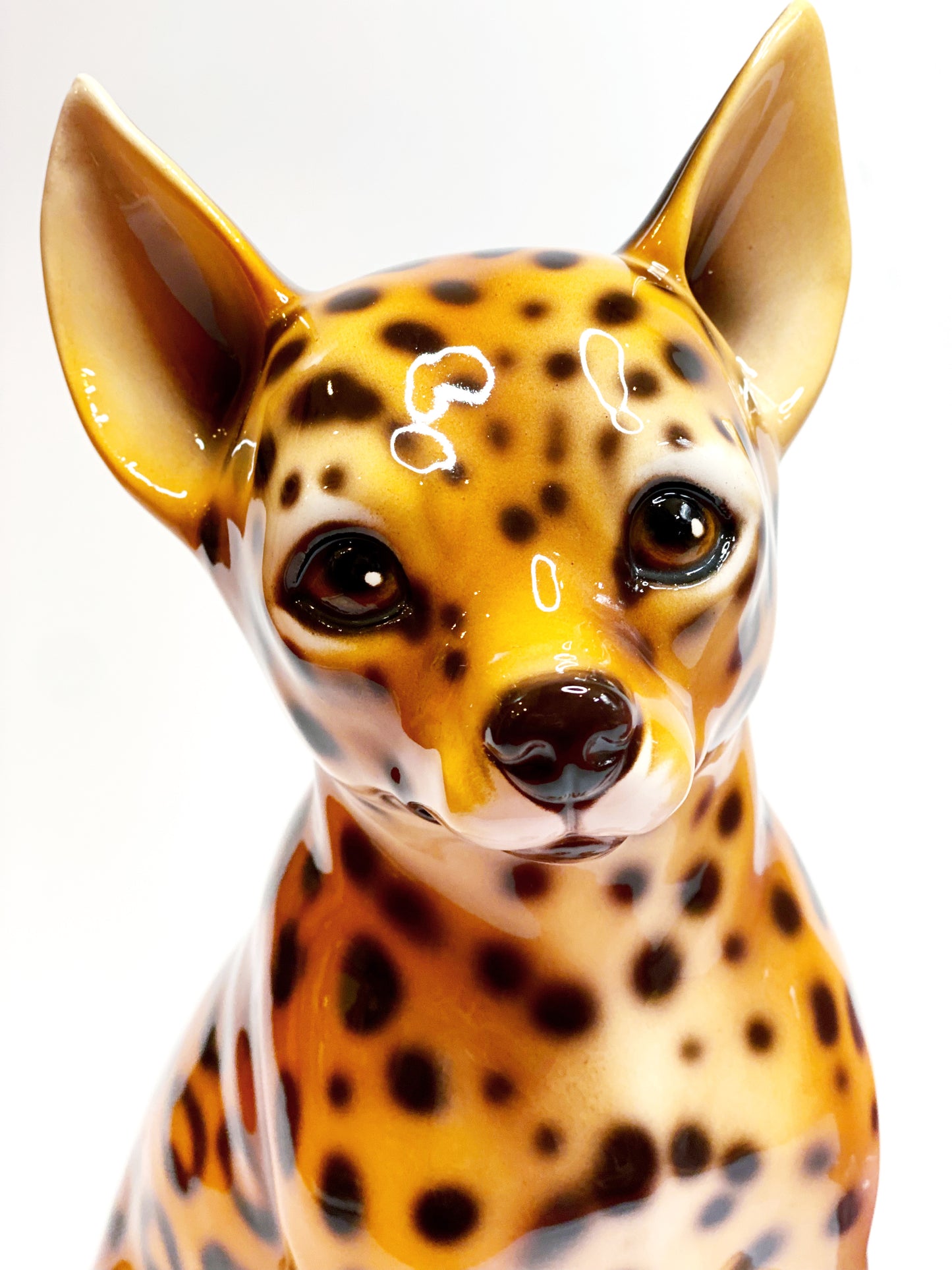 'Sheba' Leopard print Chihuahua Dog Italian Ceramic Statue