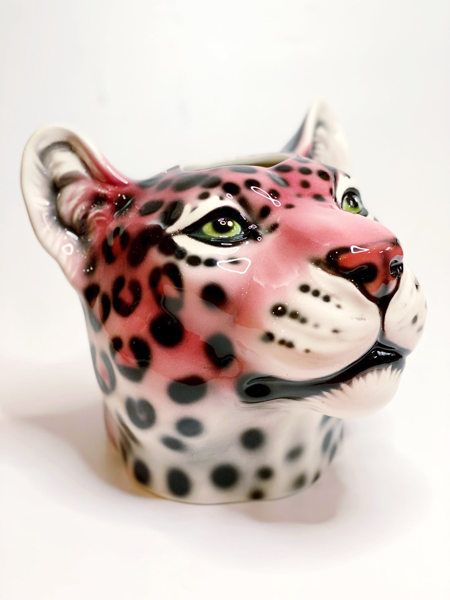'Hellen' Pink Ceramic Leopard Head Flower Vase