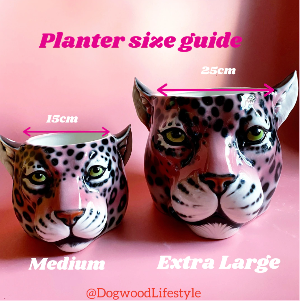 'Sparkle' Pink 24k Gold Medium Leopard Planter