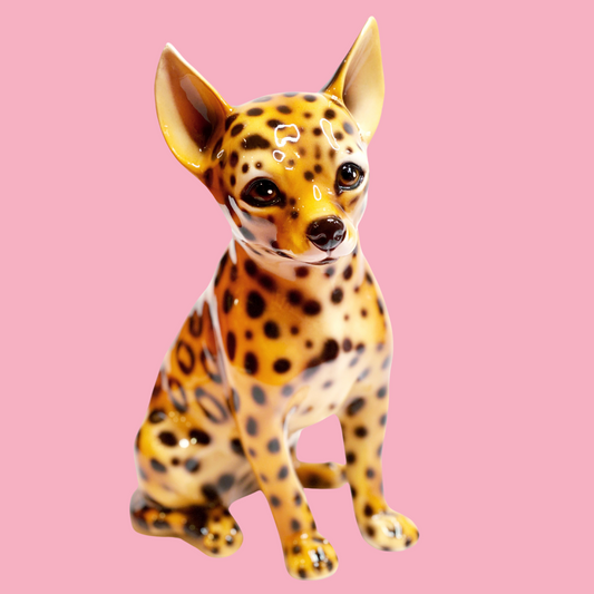 'Sheba' Leopard print Chihuahua Dog Italian Ceramic Statue