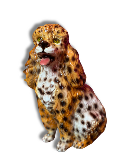 'Sweetie' Leopard Print Sitting Poodle Dog Ceramic Statue