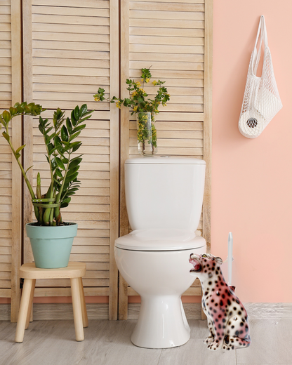 'Dexter' Toilet Brush Classic Ceramic Leopard Statue