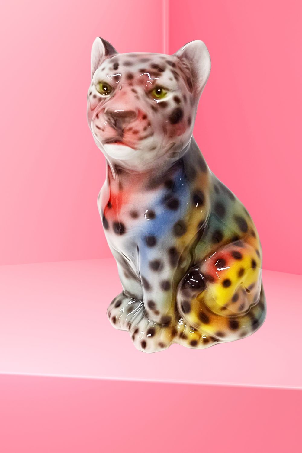 'Baby Iris' Ceramic Rainbow Leopard Statues