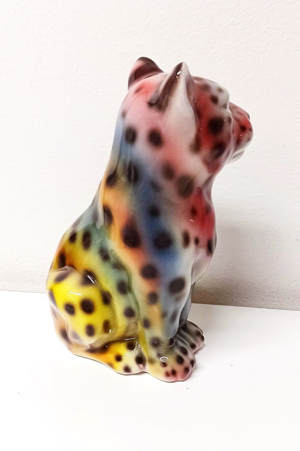 'Baby Iris' Ceramic Rainbow Leopard Statues