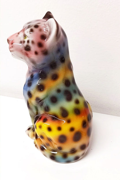 'Baby Iris' Ceramic Rainbow Leopard Statues