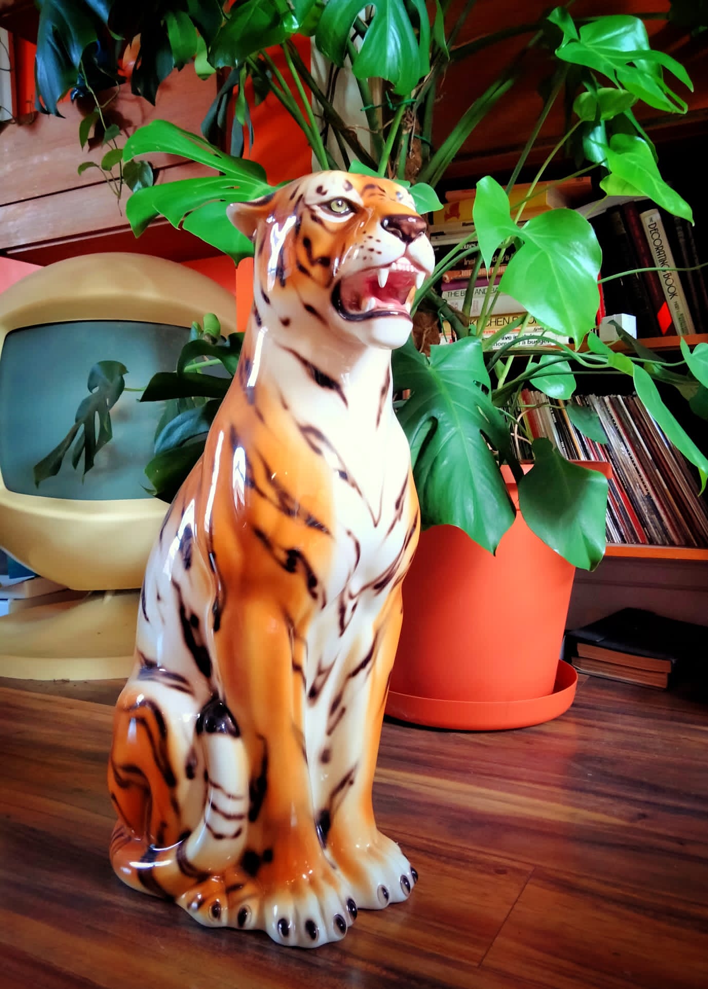 'Horace' Large Ceramic Tiger Statue Vintage