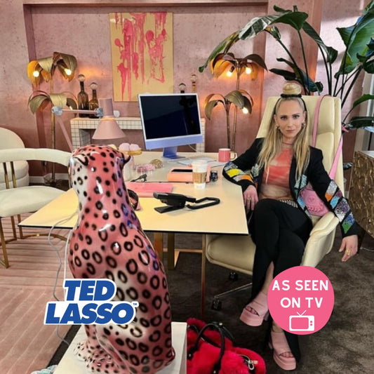 'Frenchie' PINK Large Ceramic Leopard Statue Vintage