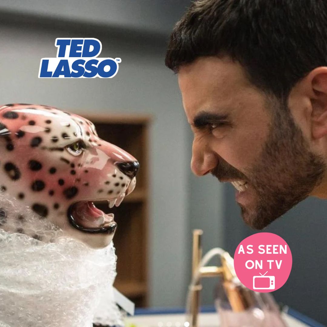 'Frenchie' PINK Large Ceramic Leopard Statue Vintage