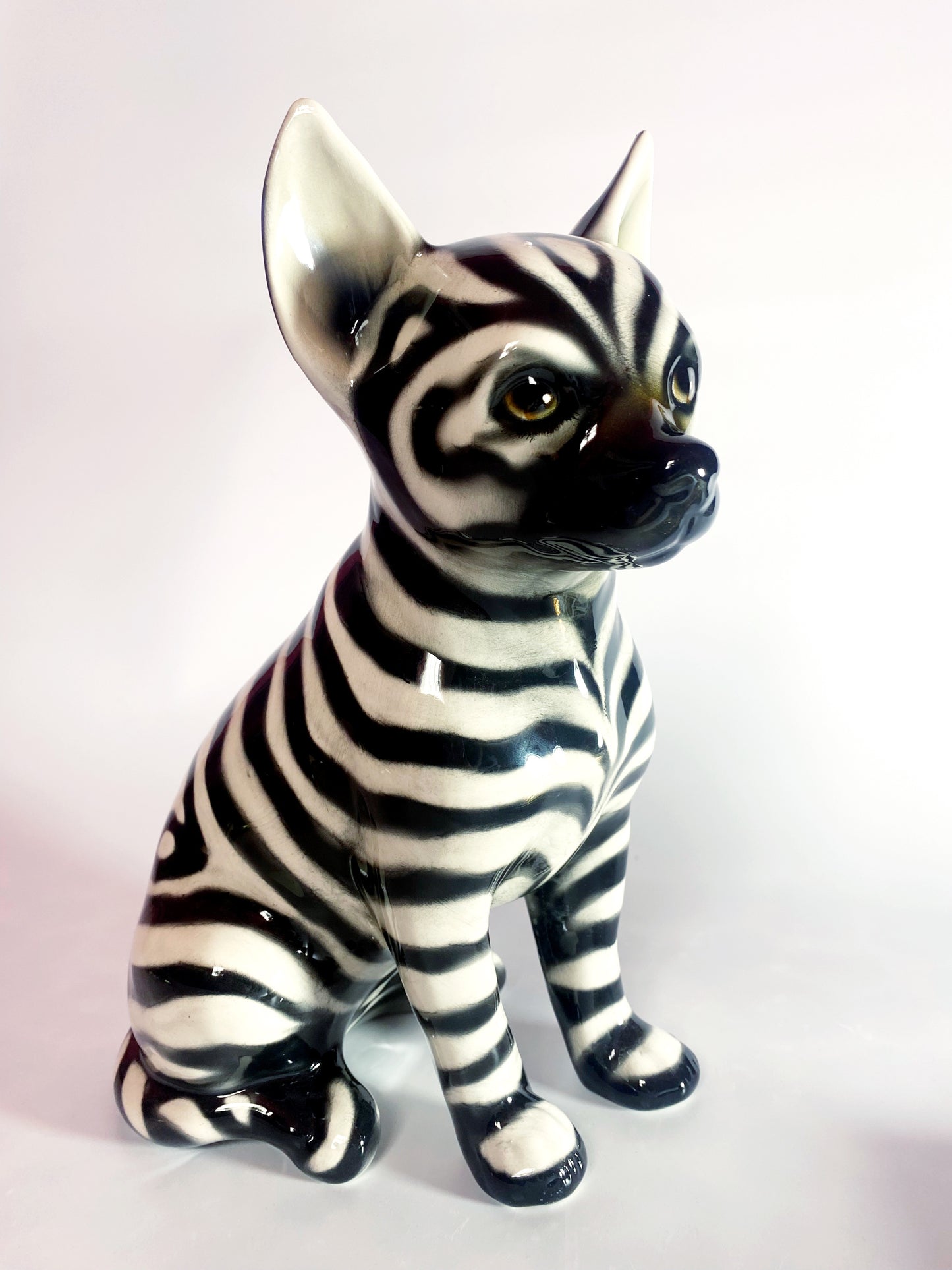 'Zoro' Zebra print Chihuahua Dog Italian Ceramic Statue