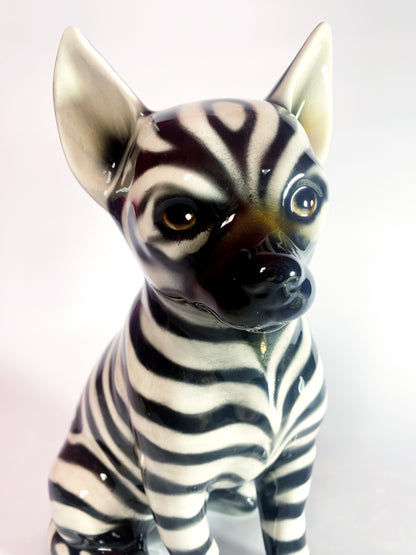 'Zoro' Zebra print Chihuahua Dog Italian Ceramic Statue