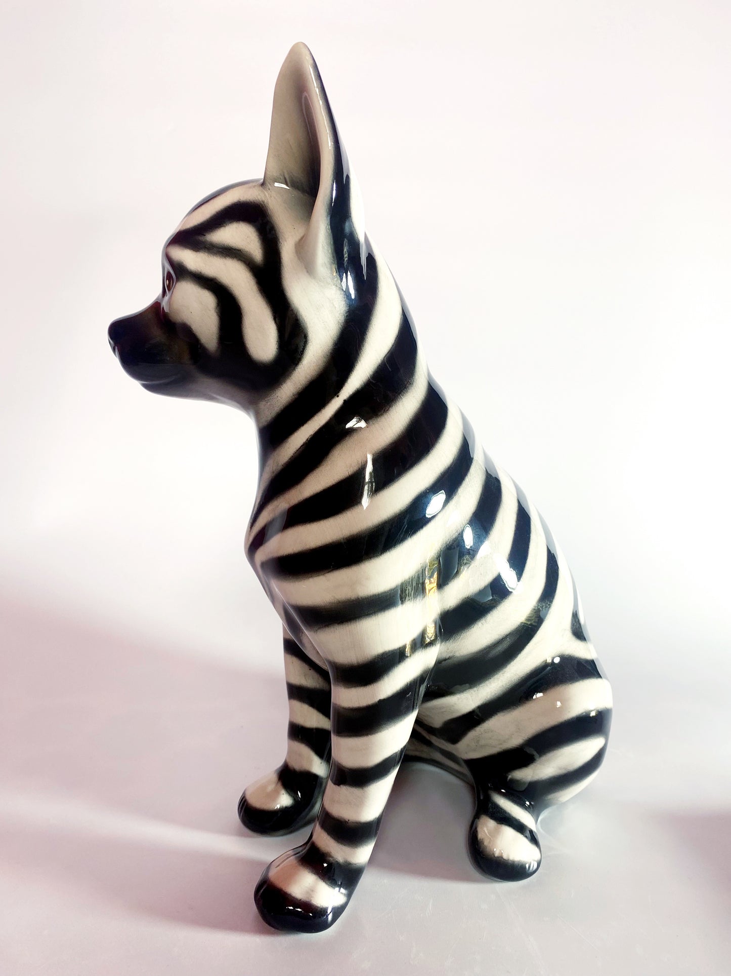 'Zoro' Zebra print Chihuahua Dog Italian Ceramic Statue