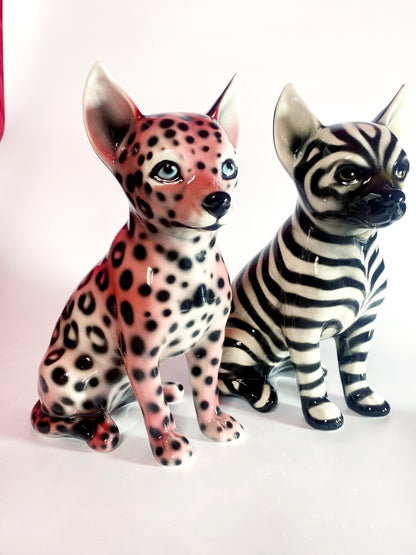 'Zoro' Zebra print Chihuahua Dog Italian Ceramic Statue