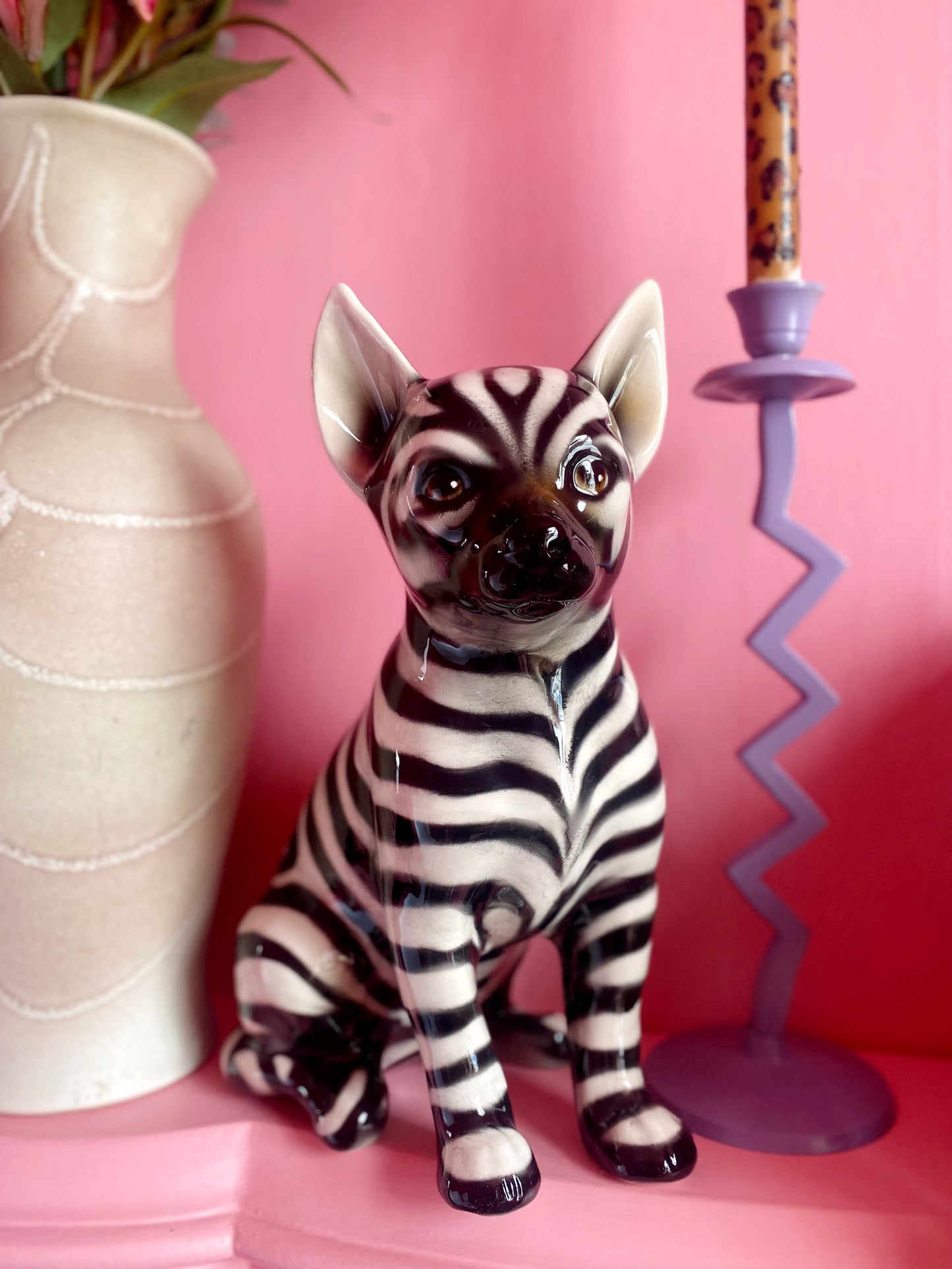 'Zoro' Zebra print Chihuahua Dog Italian Ceramic Statue