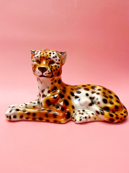 'Frankie' Laying Classic Ceramic Leopard Statue