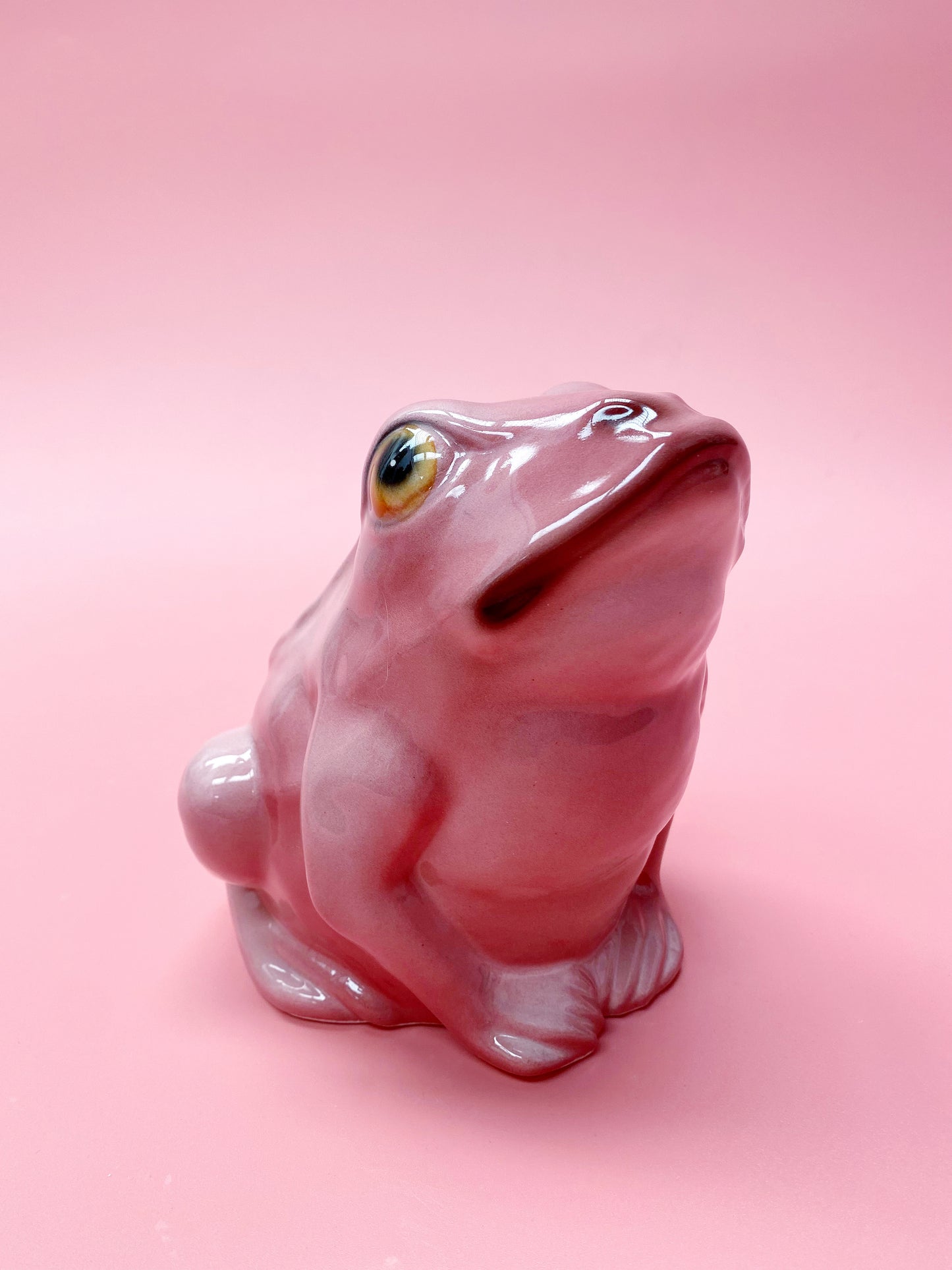 'Croak' Baby Pink Ceramic Frog Statue