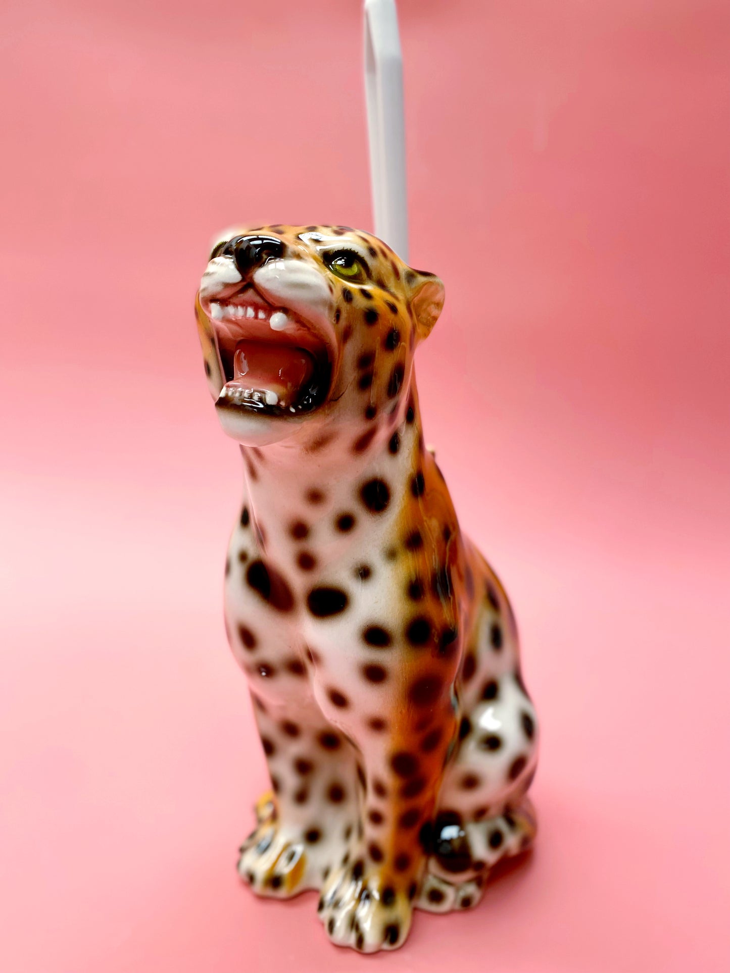 'Dexter' Toilet Brush Classic Ceramic Leopard Statue