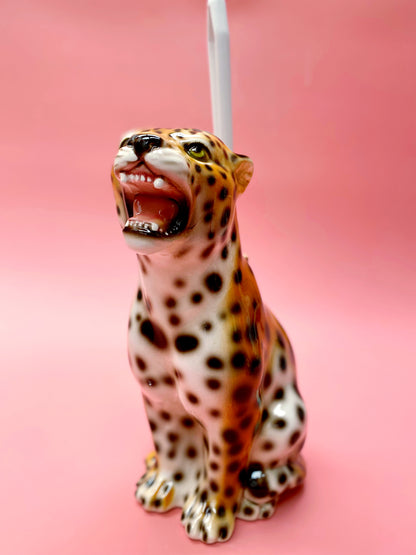 'Dexter' Toilet Brush Classic Ceramic Leopard Statue