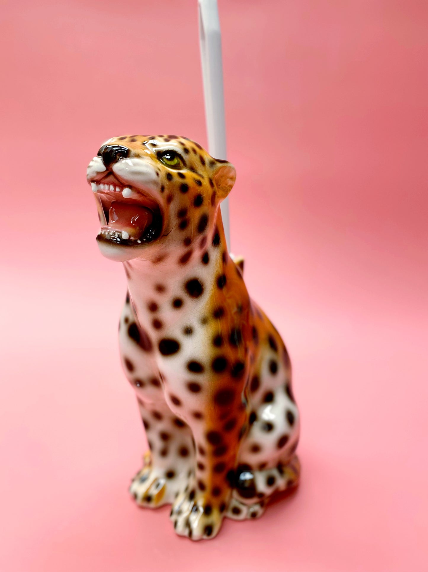 'Dexter' Toilet Brush Classic Ceramic Leopard Statue
