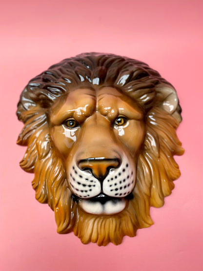 'Lenny' Ceramic Lion Mask Wall Hanging