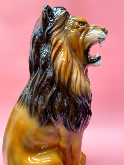 'Remi' Large Ceramic Lion Statue Vintage