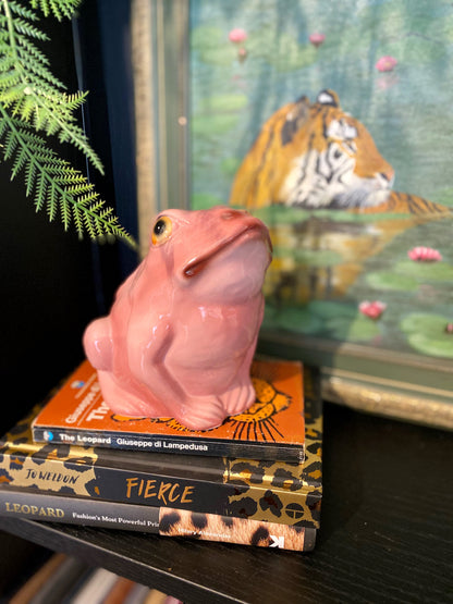 'Croak' Baby Pink Ceramic Frog Statue