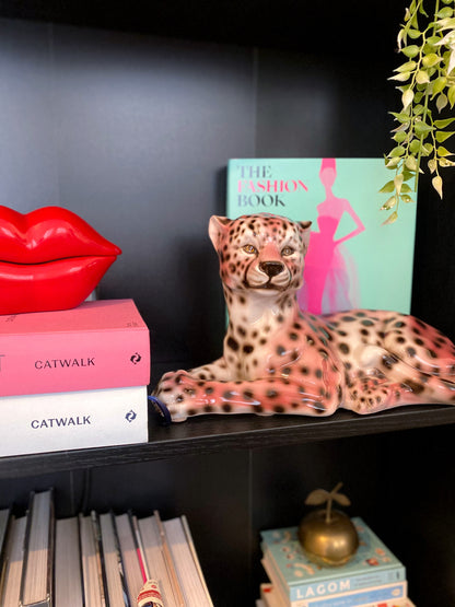 'Frankie' Laying Classic Ceramic Leopard Statue