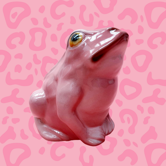 'Croak' Baby Pink Ceramic Frog Statue