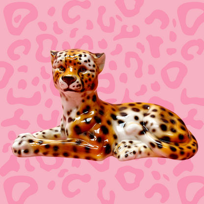 'Frankie' Laying Classic Ceramic Leopard Statue