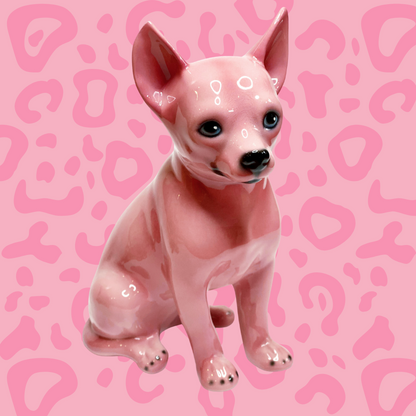 'Chico' Baby Pink Chihuahua Dog Italian Ceramic Statue