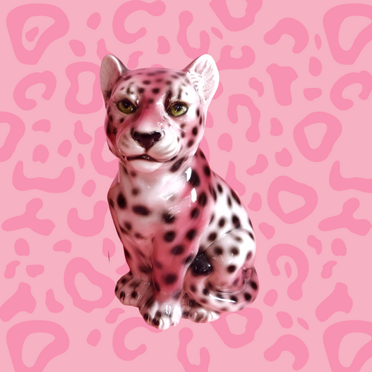 『 Pink Leopard fam 』by Zuberi 30*40cm Exclusive Vintage Pink Leopard Statues – Dogwood Lifestyle