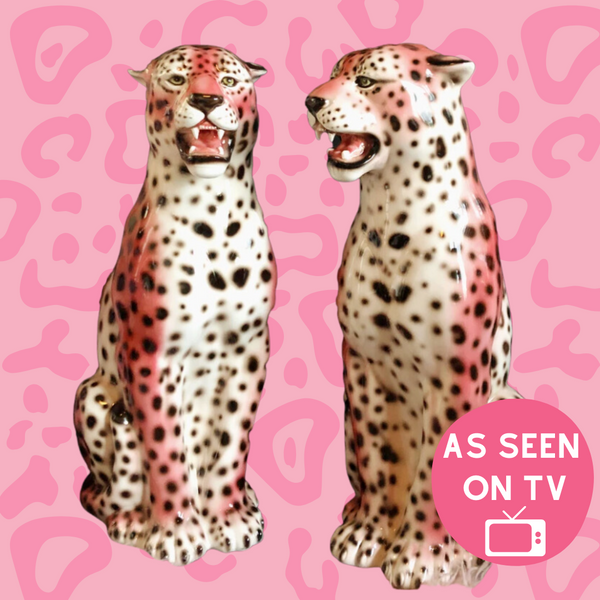 NEW 'Frenchie' EXCLUSIVE PINK Large Ceramic Leopard Statue